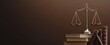 © berkah nikah - A golden balance scale rests atop legal books on a surface