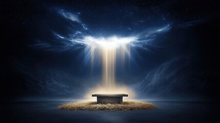 a mystical and transcendent composition depicting an otherworldly celestial scene with an empty illu