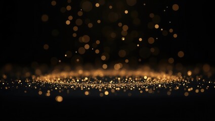 Poster - Sprinkle golden particles on a dark background.