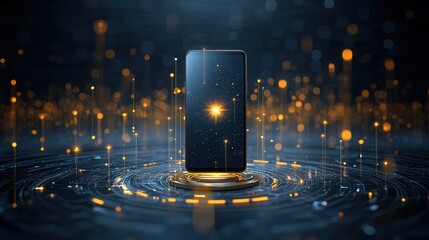 Poster - A captivating digital artwork depicting a futuristic technology driven landscape with glowing spheres dynamic circuits and a sense of innovation and connectivity