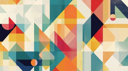 Aufkleber - Abstract Geometric Design with Vibrant Colors and Overlapping Shapes Background Pattern