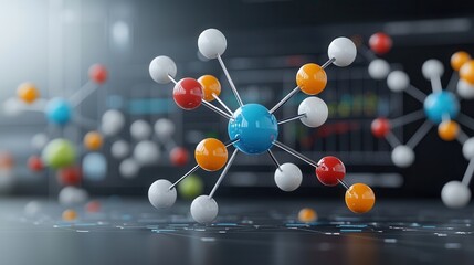 Poster - A highly detailed and visually striking 3D molecular model depicting the intricate interconnections and complexity of chemical structures at the microscopic level