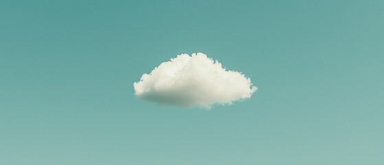 Poster - single fluffy cloud floats in clear blue sky, creating serene and peaceful atmosphere
