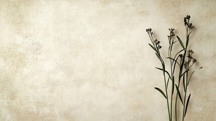 Poster - Minimalist Background with Soft Pastel Tones and Clean Aesthetic Featuring Delicate Plants