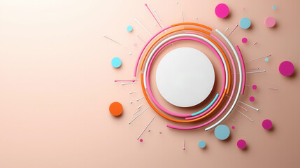 Poster - A contemporary digital artwork featuring a vibrant abstract composition of colorful geometric shapes circles and patterns against a minimalist background