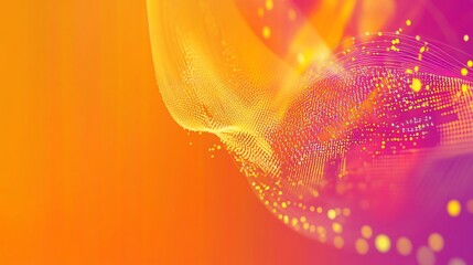Poster - Abstract orange and magenta gradient background with glowing particle wave effect