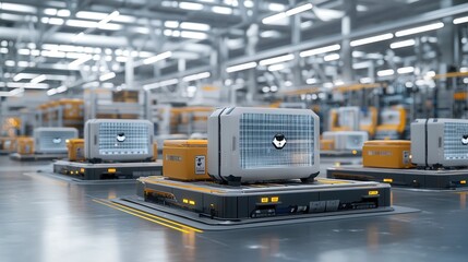 Poster - a modern highly automated warehouse facility featuring advanced logistics equipment and systems for 