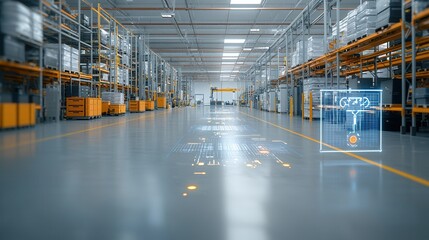 Poster - a spacious and highly efficient modern warehouse facility designed for streamlined logistics invento