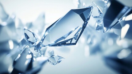Aufkleber - A captivating abstract of reflective geometric crystal shards floating against a soft background