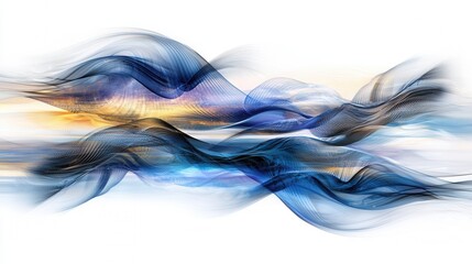 Poster - Captivating abstract composition of flowing luminous wind currents moving in a harmonious ethereal seam