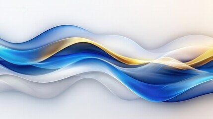 Poster - Mesmerizing abstract composition of flowing wave like sky blue and golden yellow currents creating a serene and captivating visual experience