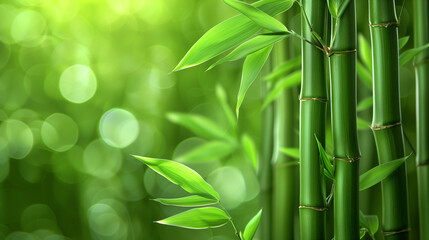 Wall Mural - bamboo leaves. the sun is shining through the leaves. leaves are green and lush.