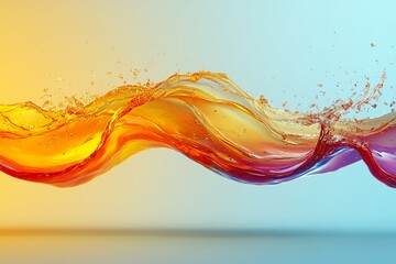 Poster - Vibrant liquid flowing with splashes across a gradient background