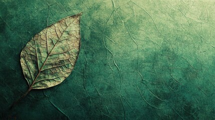 Fototapete - Textured leaf pattern on green background creating a sustainable and organic atmosphere for design projects