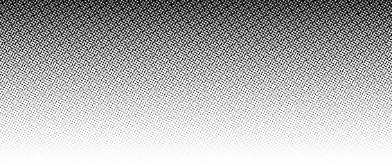 Poster - Black halftone gradient background. Fading overlapping dotted half tone texture. Vanishing alternative polka dot backdrop. Raster pixelated gradation pattern. Vector comic pop art overlay wallpaper