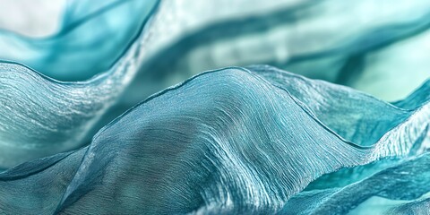Leinwandbilder - Turquoise Silk Fabric Flowing with Soft Light and Elegant Texture