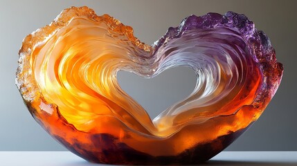 Poster - A beautiful and translucent heart shaped sculpture of glass