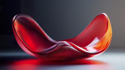 Poster - A Modern Curved Red Glass Bowl Displaying Light Reflections Beautifully