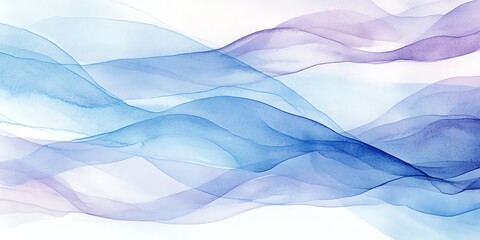 Leinwandbilder - Abstract Watercolor Painting with Blue and Purple Flowing Lines