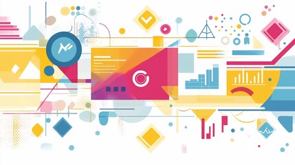 Aufkleber - Abstract digital data infographic with graphs charts and various elements for presentations