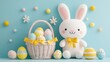 © aukkasit - Easter celebration with bunny and colorful eggs festive setup playful atmosphere joyful theme