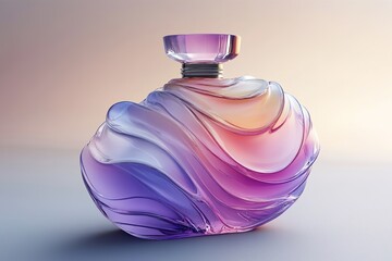 Poster - A Unique Perfume Bottle Displays Colorful Swirls And A Lid