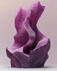 Poster - Artistic violet abstract flowing and curving sculptural installation in a studio