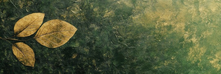 Poster - Textured leaf pattern on a green background with a natural fade for sustainable design elements