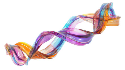 Poster - Colorful abstract glass ribbon rotating on transparent background