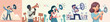 © morisa - Vector set image of people using megaphone