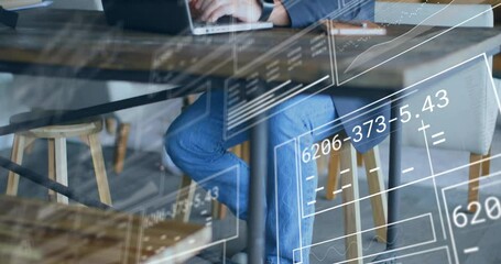 Poster - Business person working on laptop with digital data overlay animation