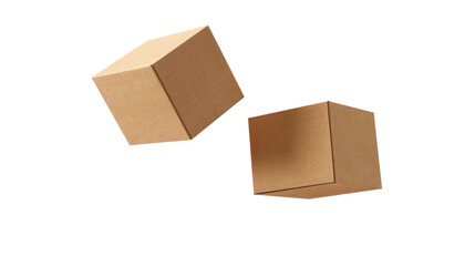 Poster - Two cardboard boxes falling with transparent background
