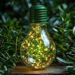 Poster - Captivating light bulb containing a string of lights inside symbolizing creativity and innovative ideas