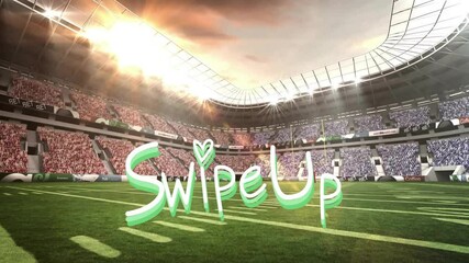 Poster - Animation of heart with Swipe Up text over football stadium at sunset