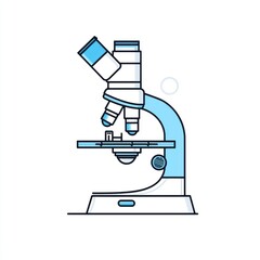 Fototapete - Microscope or lab icon for medical research, outlined on white.