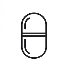 Fototapete - Simple outline of a medicine icon, pill or capsule on white.