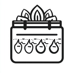 Fototapete - Basic outline of a menstrual cycle calendar, markers on white.