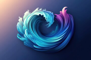 Poster - A swirling abstract illustration depicting a stylized ocean wave