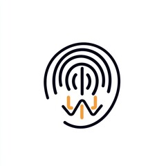 Fototapete - Clean line drawing of an ear with sound waves, hearing test icon, white.