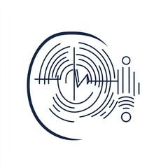 Fototapete - Simple ear and sound waves icon for hearing test, clean lines, white.