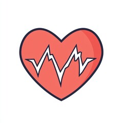 Fototapete - Outlined heart with pain indication, heart attack icon on white.