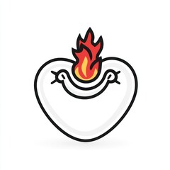 Fototapete - Minimalist stomach with a burning symbol, heartburn icon, white.