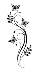Poster - Wave ornament with leaves and butterflies. Text divider. Decorative element for decor and text greeting or invitation card design.