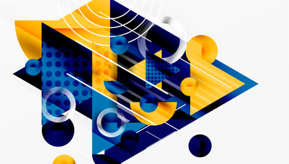 Fototapete - Sleek abstract background - layered triangles with vibrant gradient tones. Semi-transparent shapes add depth and contemporary aesthetic