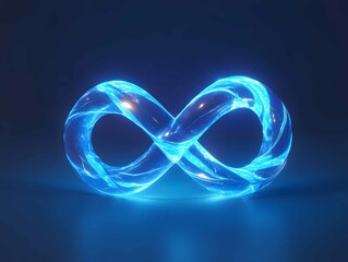 Poster - Abstract representation of a glowing infinity symbol with vibrant blue light effects in a dark space