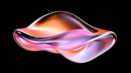 Poster - Abstract fluid shape with soft curves showcasing a blend of vibrant colors against a black background