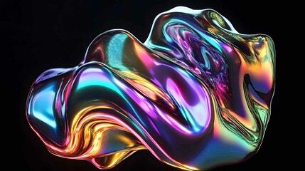 Poster - Colorful abstract liquid art creates a mesmerizing visual experience with shifting hues and smooth curves
