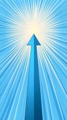 Poster - Bright light shines upwards from a bold arrow symbolizing hope and direction in a vibrant blue gradient background