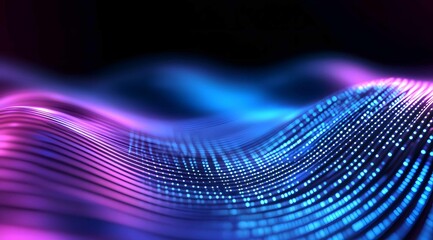 Leinwandbilder - Visual representation of sound waves in vibrant colors set against a dark background showcasing dynamic patterns and layers of light