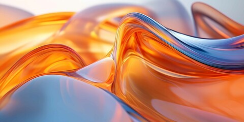 Poster - Colorful liquid waves create a mesmerizing abstract texture with orange and blue hues in harmony